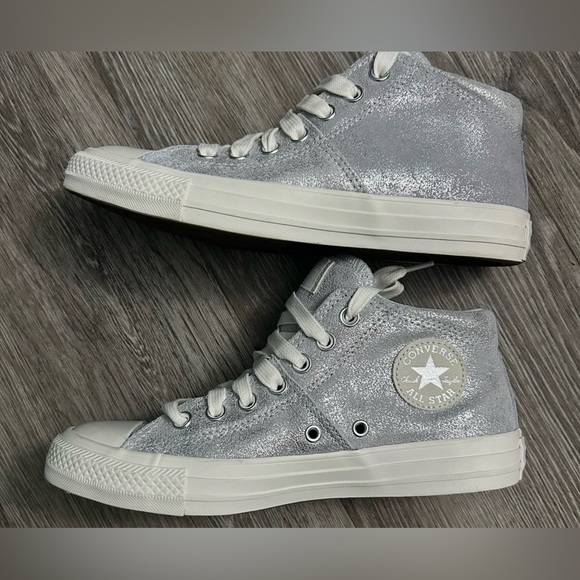 Converse Women's Glittery Silver High-Tops - Picture 1 of 4